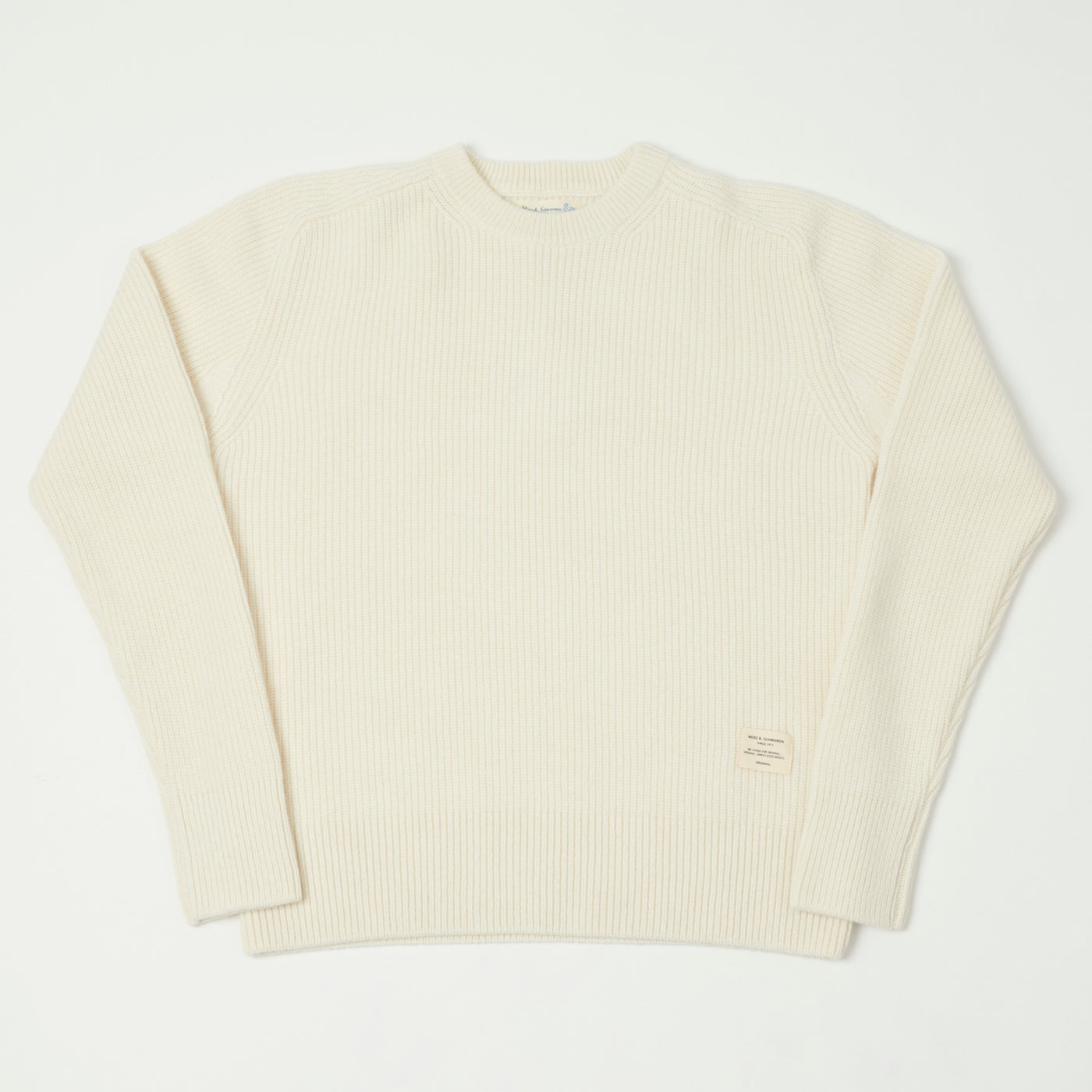 Merz b. Schwanen 'Good Basics' Wool Cashmere Ribbed Knit Pullover - Nature