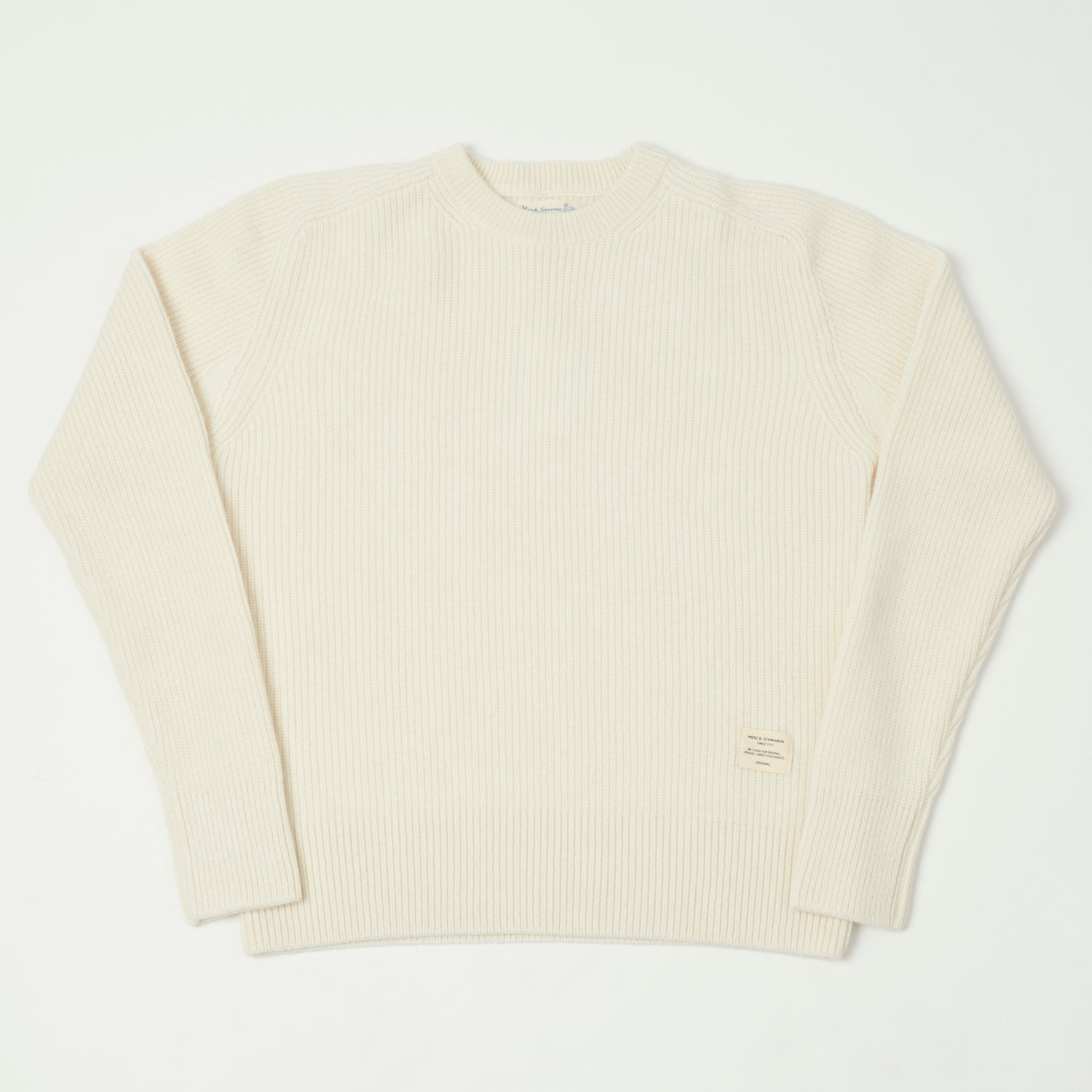 Merz b. Schwanen 'Good Basics' Wool Cashmere Ribbed Knit Pullover - Nature