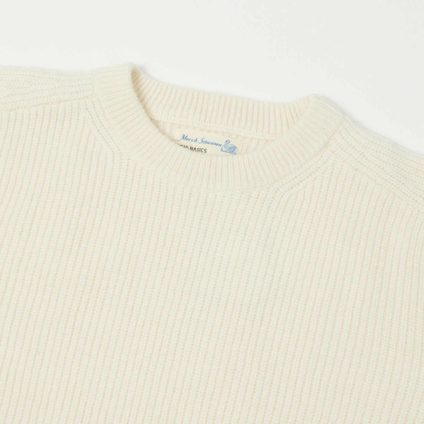 Merz b. Schwanen 'Good Basics' Wool Cashmere Ribbed Knit Pullover - Nature