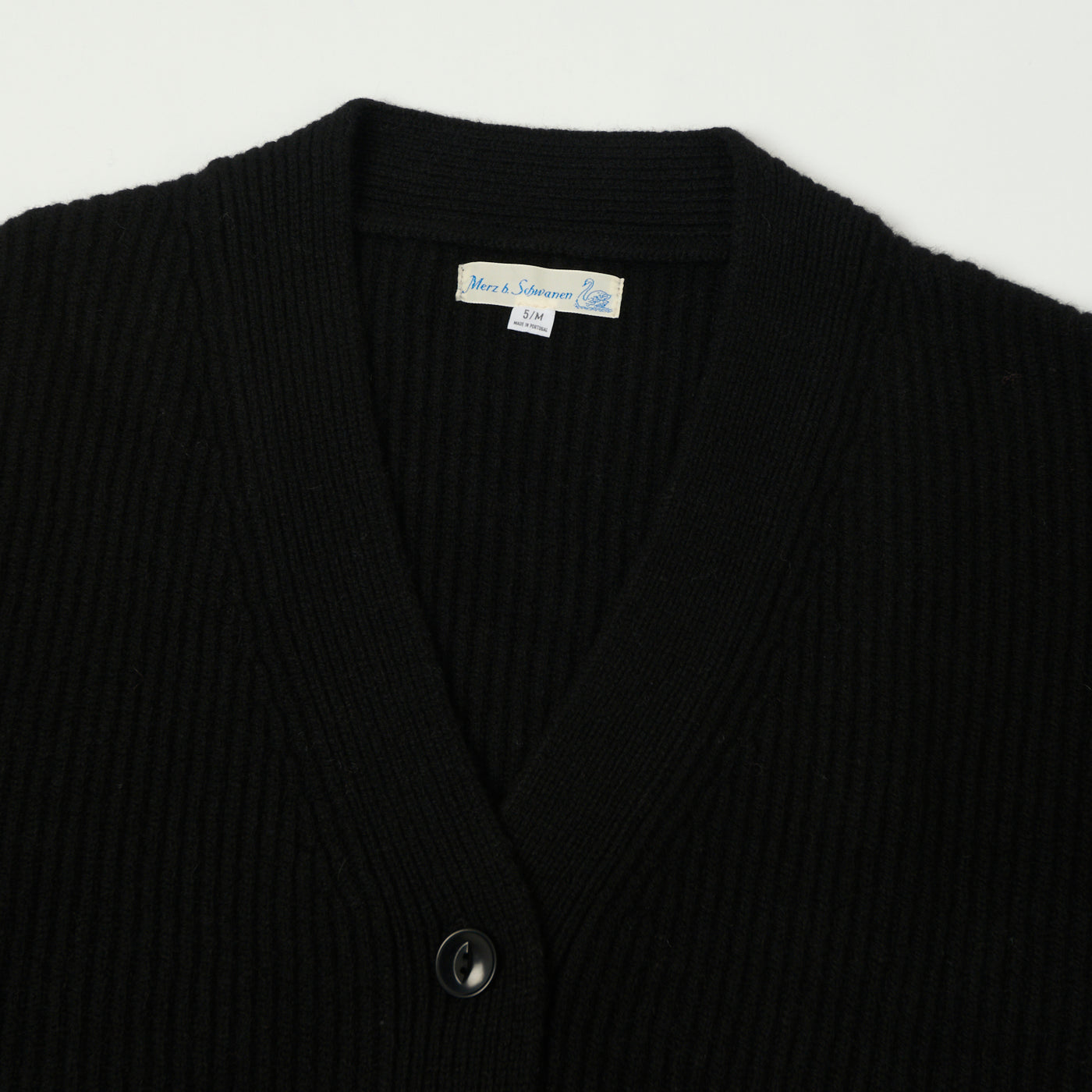 Merz b. Schwanen 'Good Basics' Merino Wool Cardigan - Deep Black