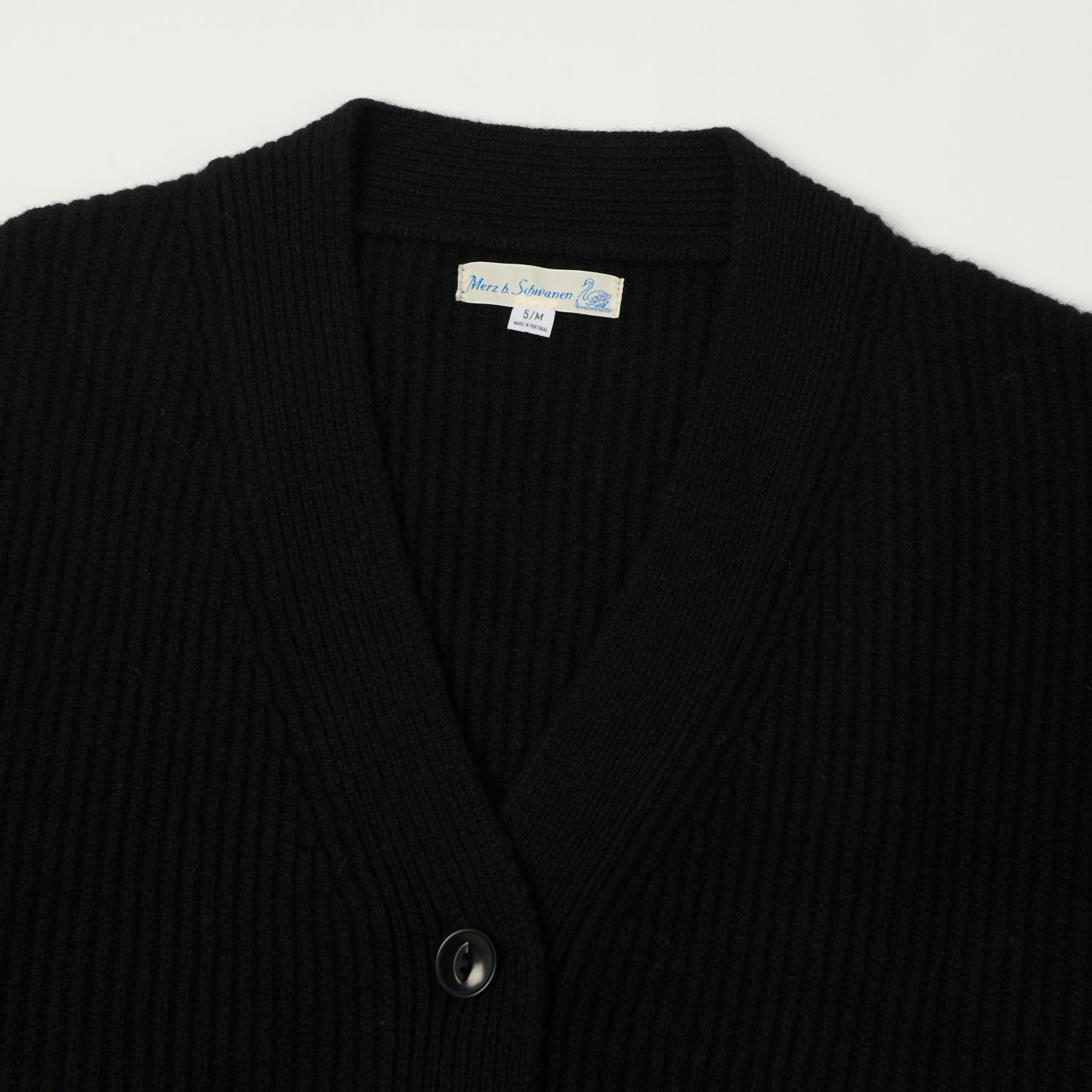 Merz b. Schwanen 'Good Basics' Merino Wool Cardigan - Deep Black