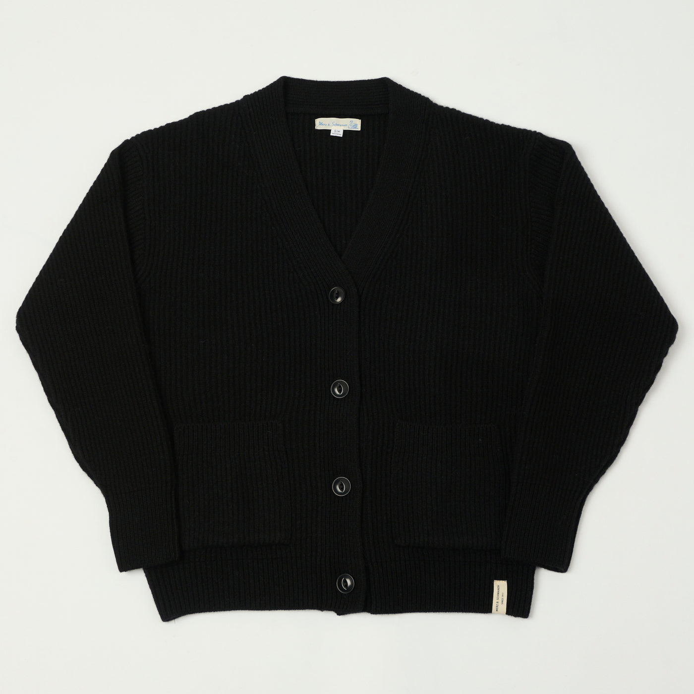 Merz b. Schwanen 'Good Basics' Merino Wool Cardigan - Deep Black