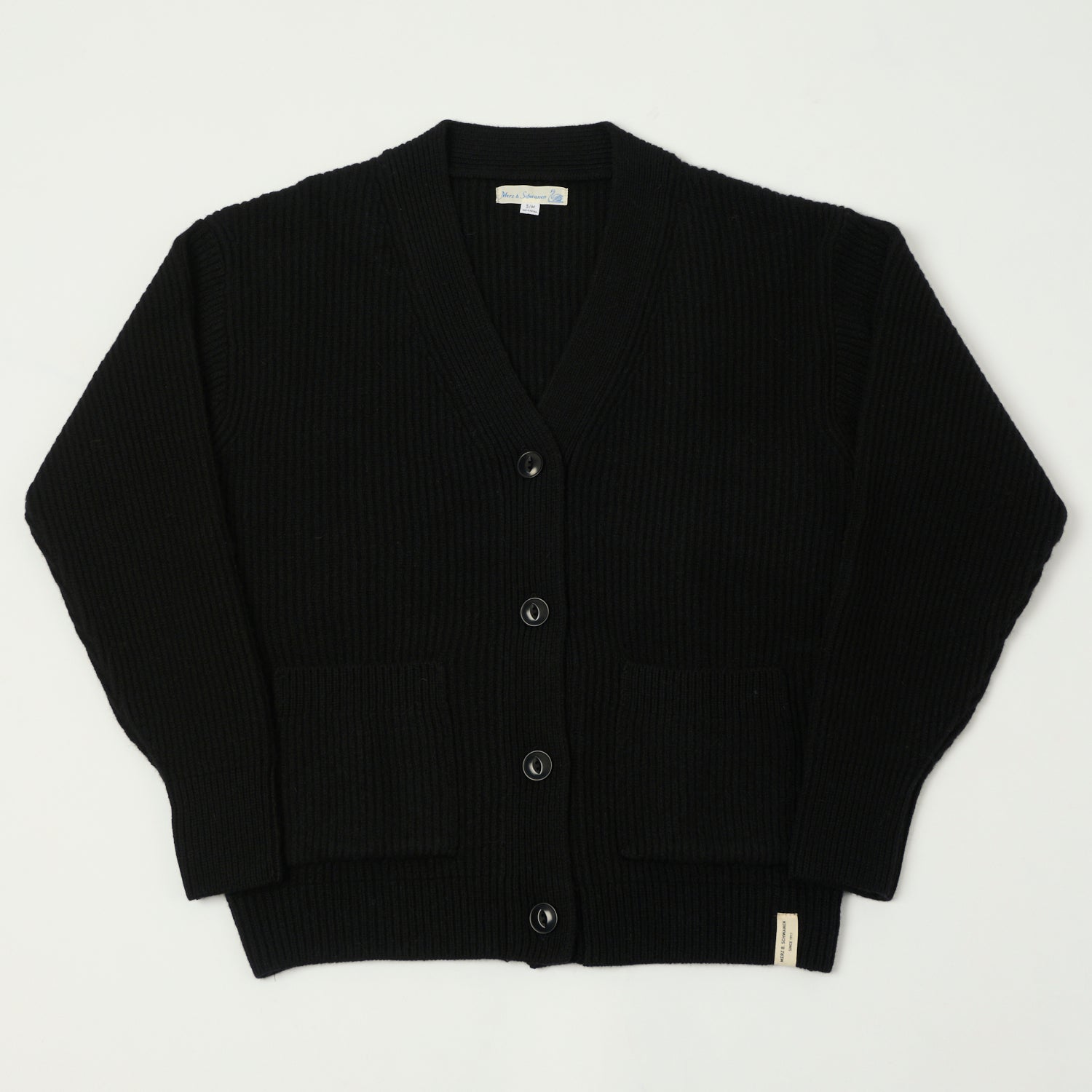 Merz b. Schwanen 'Good Basics' Merino Wool Cardigan - Deep Black