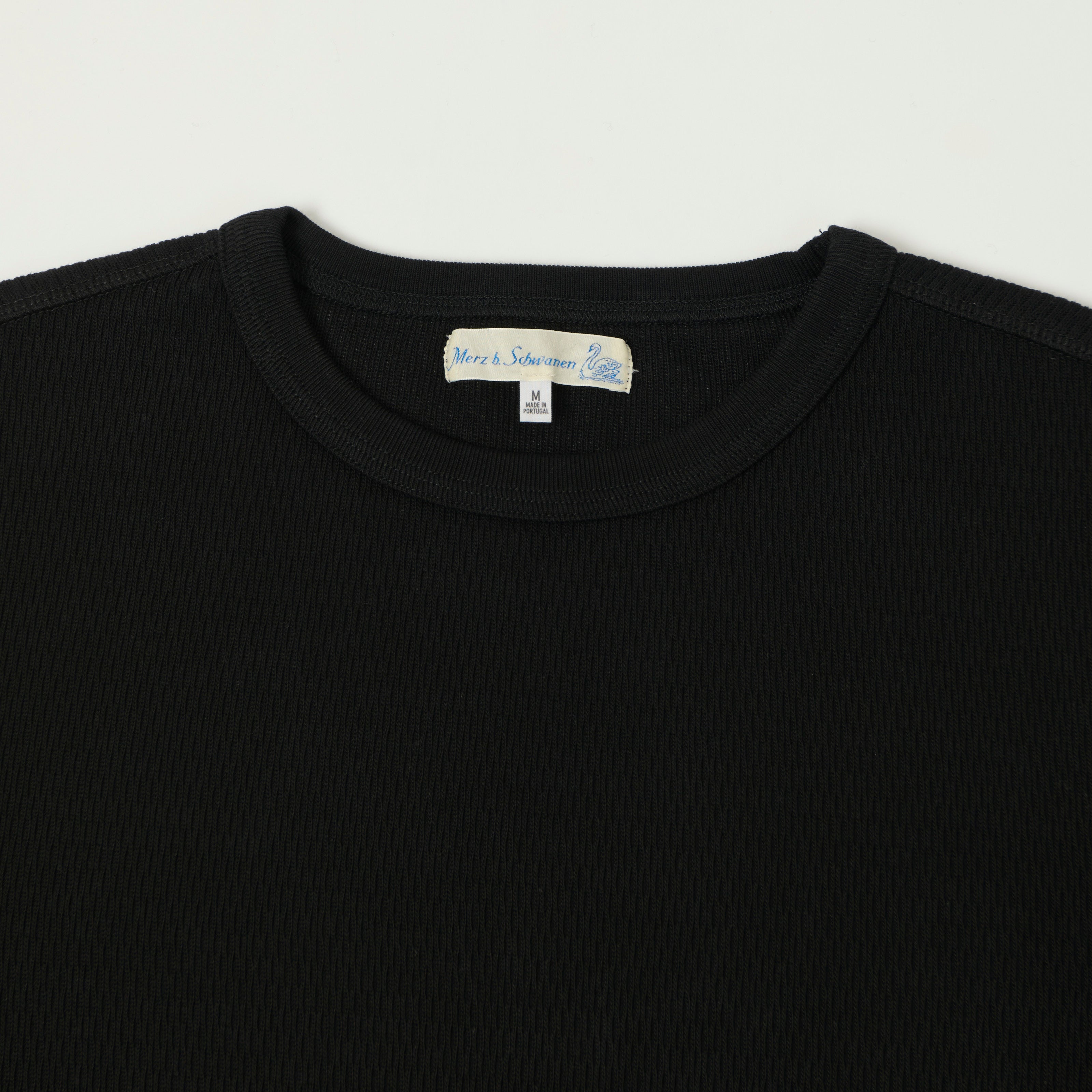 Merz b. Schwanen 'Good Basics' Long Sleeve Thermal T-Shirt - Deep Black