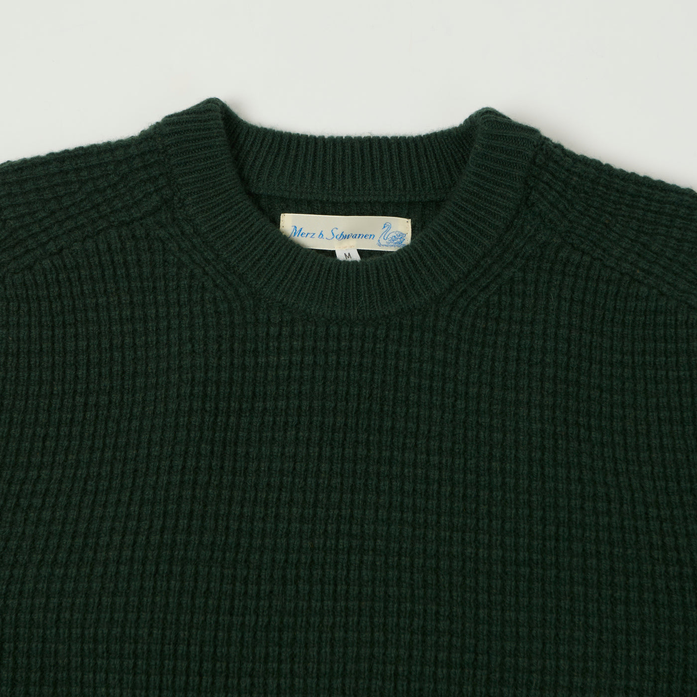 Merz b. Schwanen 'Good Basics' Merino/Cashmere Waffle Knit Pullover - Bottle Green