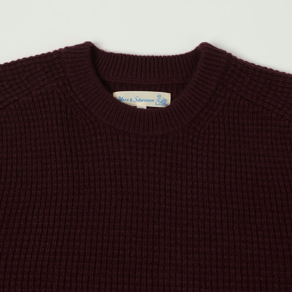 Merz b. Schwanen 'Good Basics' Merino/Cashmere Waffle Knit Pullover - Burgundy
