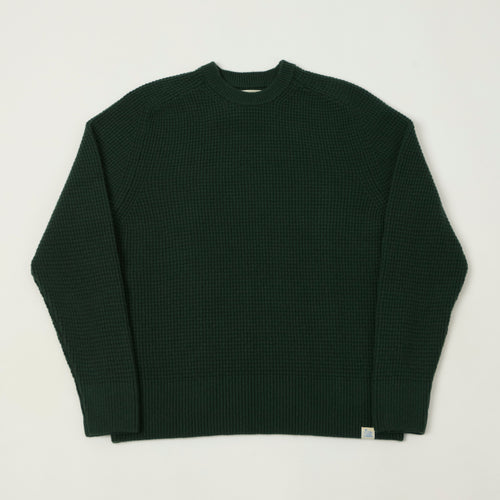 Merz b. Schwanen 'Good Basics' Merino/Cashmere Waffle Knit Pullover - Bottle Green