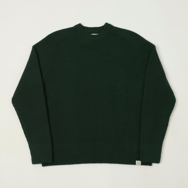 Merz b. Schwanen 'Good Basics' Merino/Cashmere Waffle Knit Pullover - Bottle Green