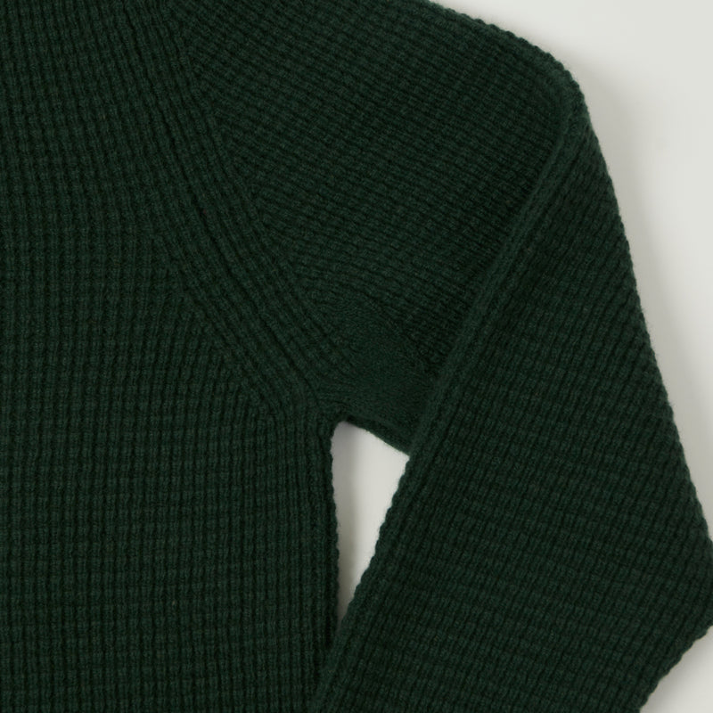 Merz b. Schwanen 'Good Basics' Merino/Cashmere Waffle Knit Pullover - Bottle Green
