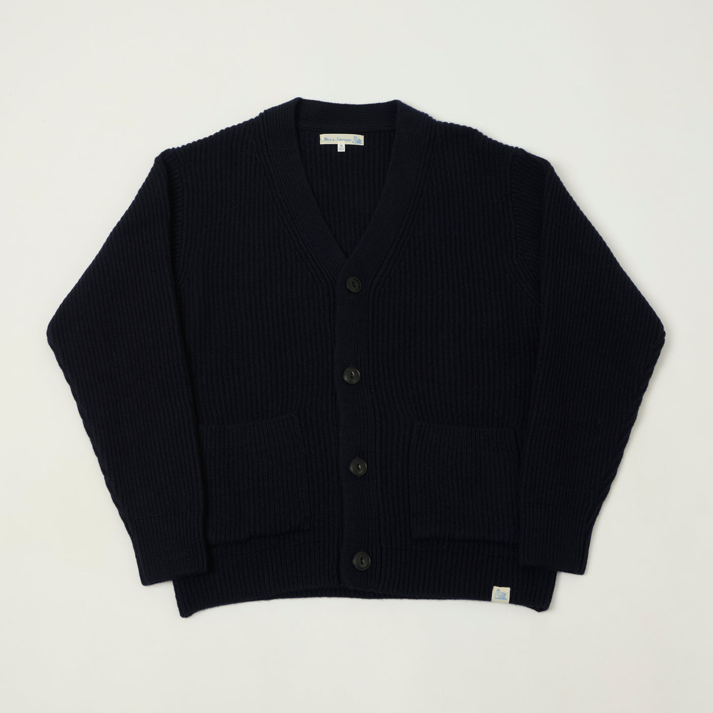 Merz b. Schwanen 'Good Basics' Merino Wool Cardigan - Dark Navy