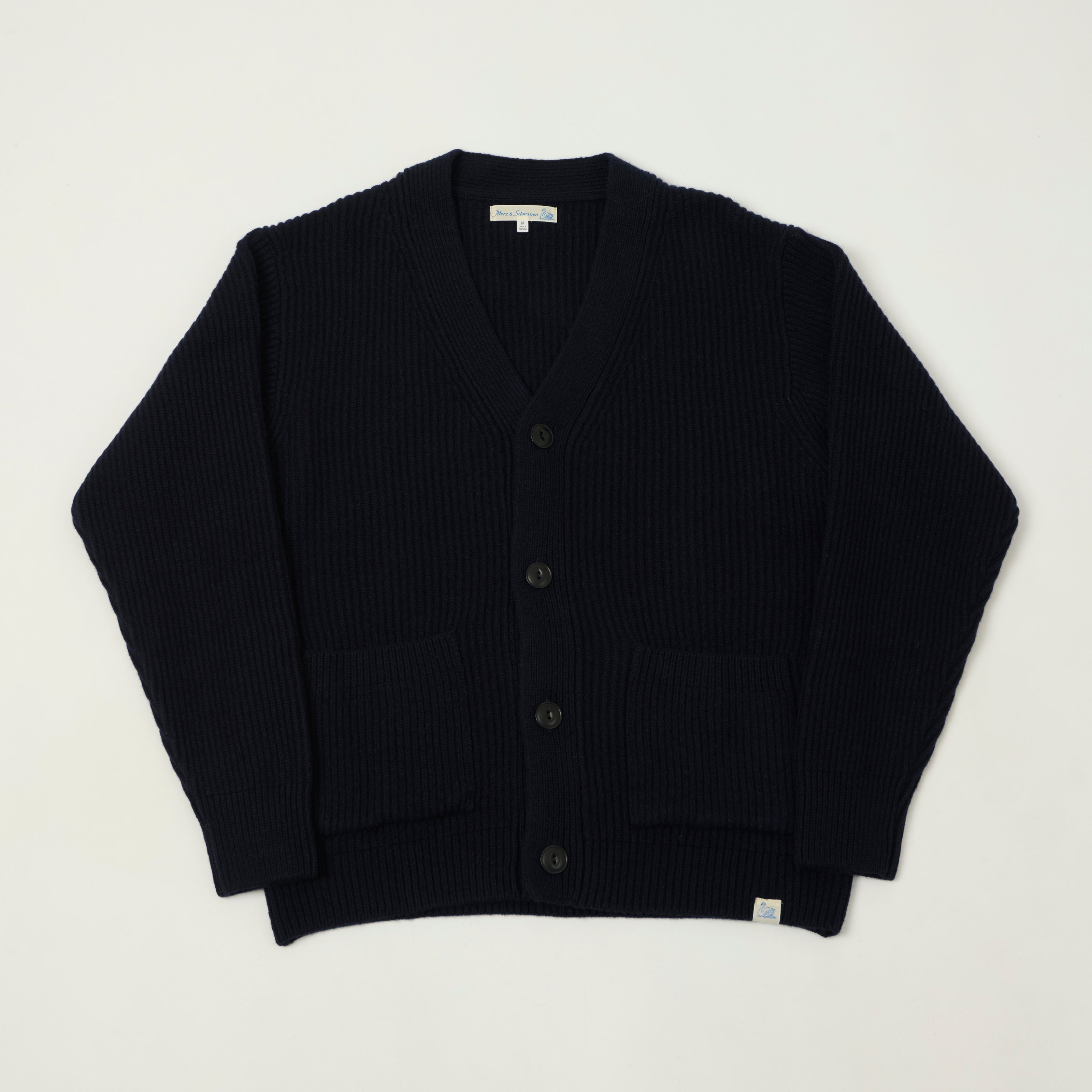 Merz b. Schwanen 'Good Basics' Merino Wool Cardigan - Dark Navy