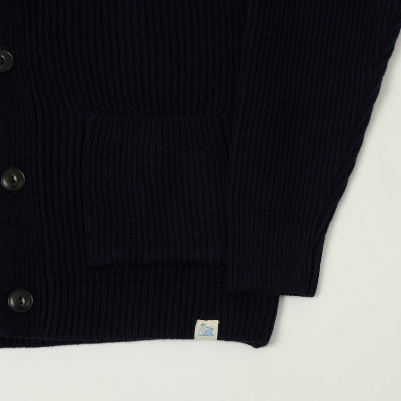 Merz b. Schwanen 'Good Basics' Merino Wool Cardigan - Dark Navy