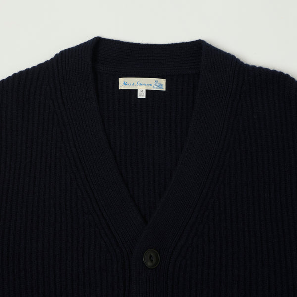 Merz b. Schwanen 'Good Basics' Merino Wool Cardigan - Dark Navy