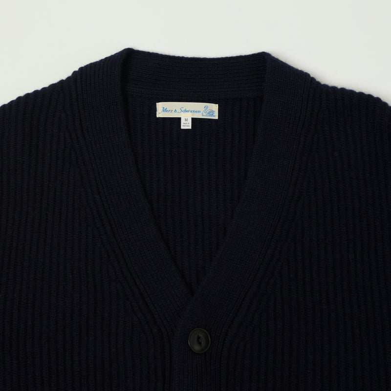 Merz b. Schwanen 'Good Basics' Merino Wool Cardigan - Dark Navy