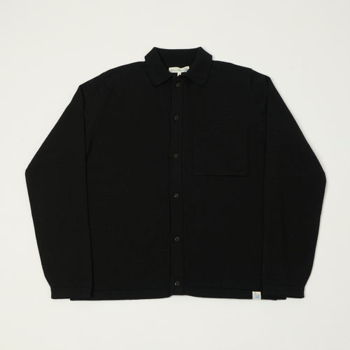 Merz b. Schwanen 'Good Basics' Merino Wool Long Sleeve Shirt - Deep Black
