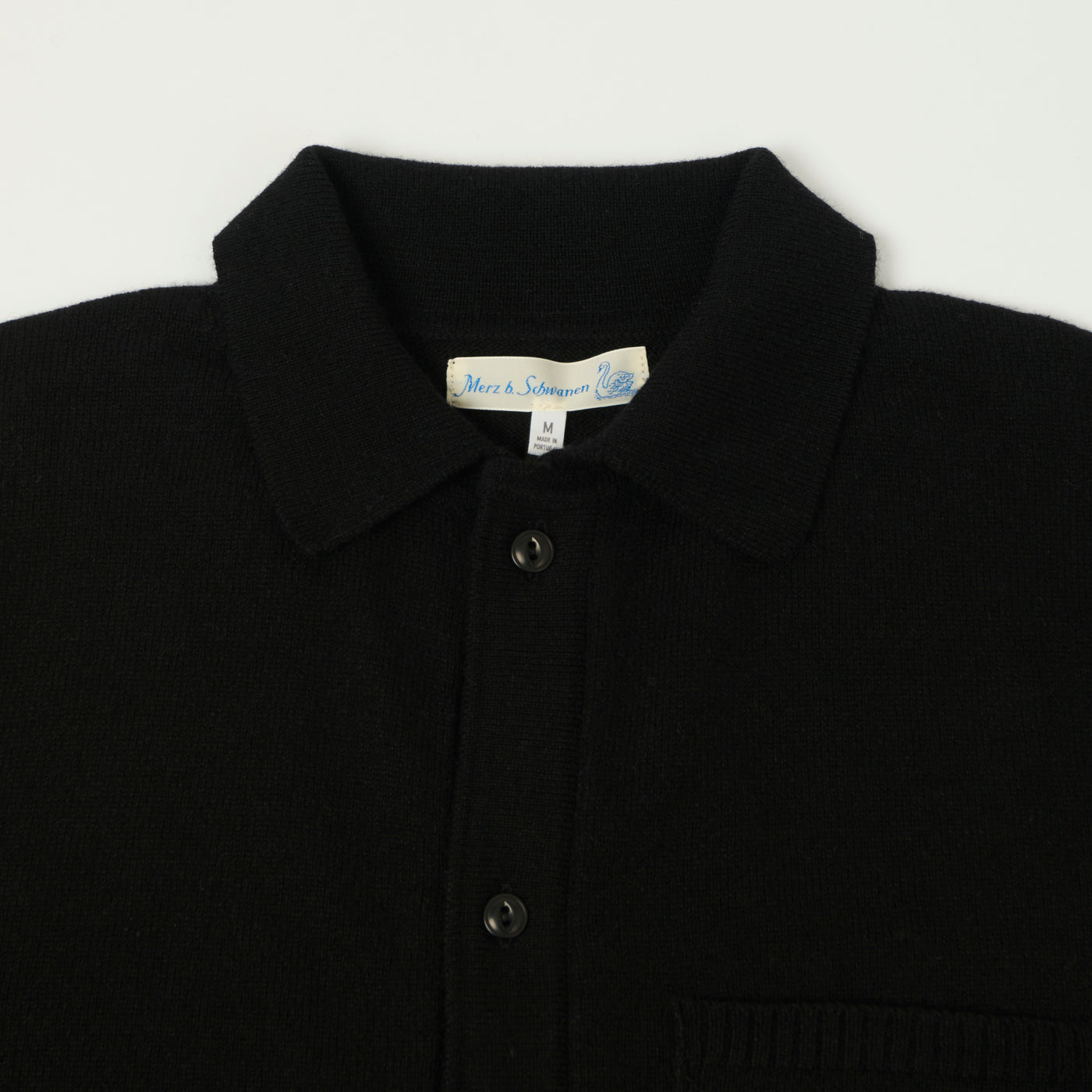 Merz b. Schwanen 'Good Basics' Merino Wool Long Sleeve Shirt - Deep Black