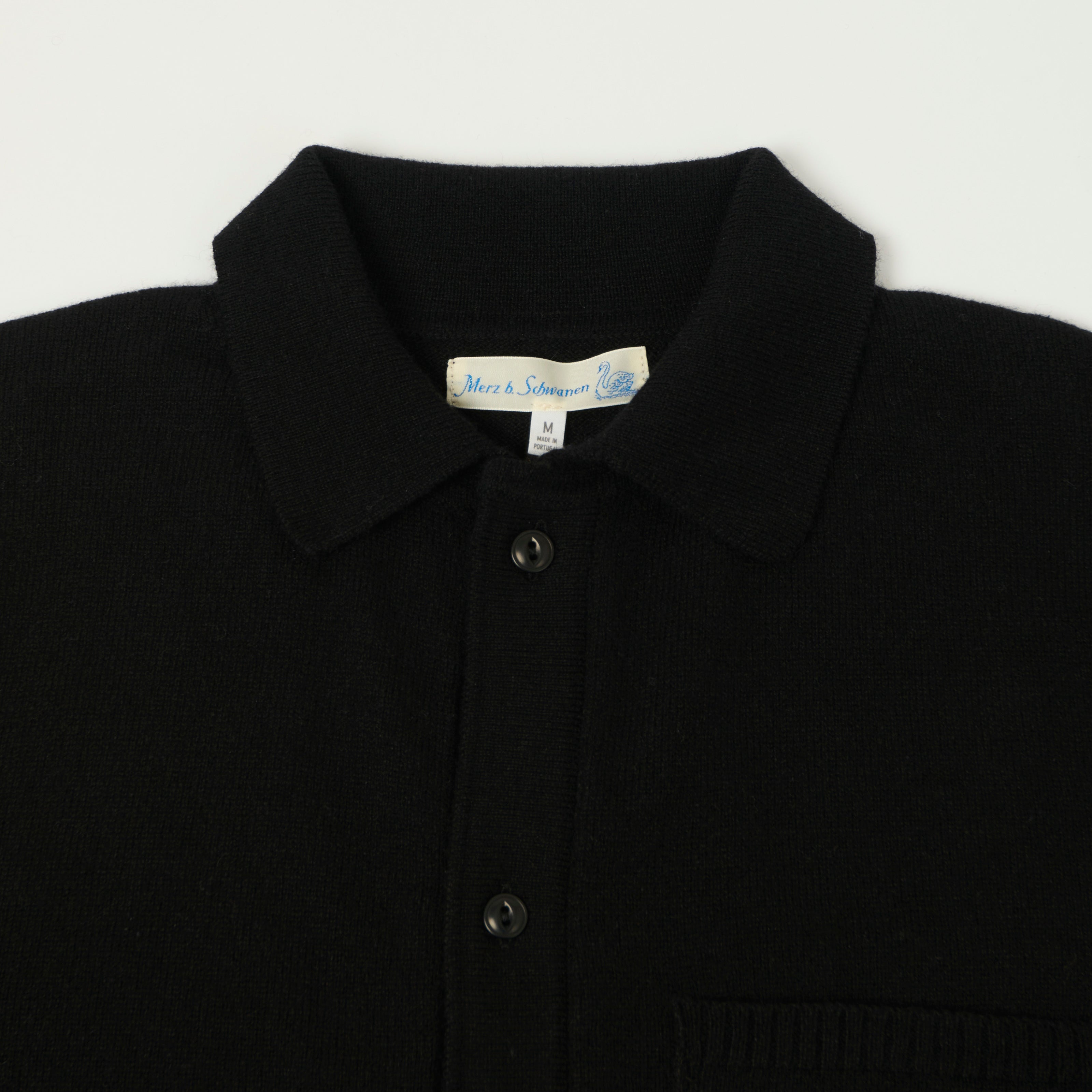 Merz b. Schwanen 'Good Basics' Merino Wool Long Sleeve Shirt - Deep Black