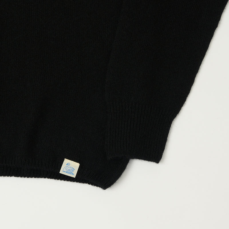 Merz b. Schwanen SKCN02 Merino Wool-Silk-Cashmere Sweater - Deep Black