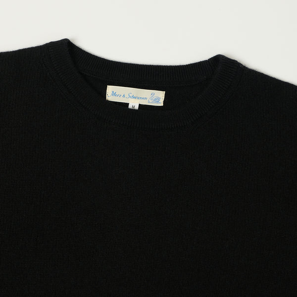 Merz b. Schwanen SKCN02 Merino Wool-Silk-Cashmere Sweater - Deep Black