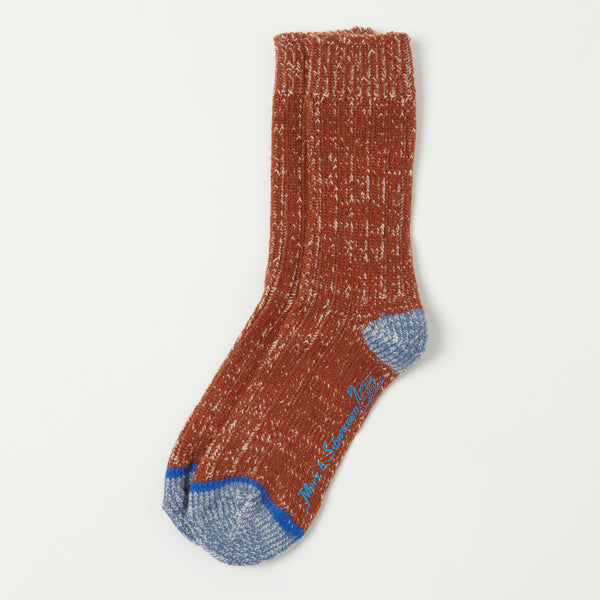 Merz b. Schwanen MW72 'Extra Fine' Merino Wool Sock - Chestnut/Nature