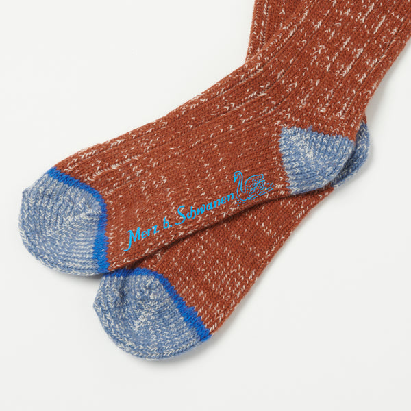 Merz b. Schwanen MW72 'Extra Fine' Merino Wool Sock - Chestnut/Nature