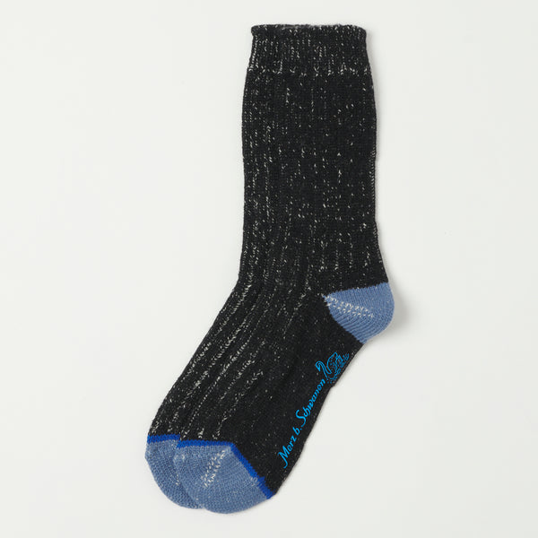 Merz b. Schwanen MW72 'Extra Fine' Merino Wool Sock - Deep Black/Nature