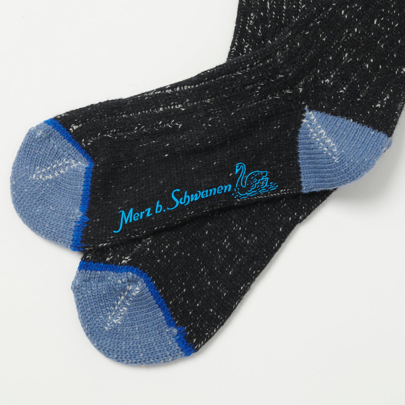 Merz b. Schwanen MW72 'Extra Fine' Merino Wool Sock - Deep Black/Nature