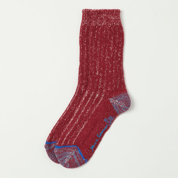 Merz b. Schwanen MW72 'Extra Fine' Merino Wool Sock - Red/Oatmeal