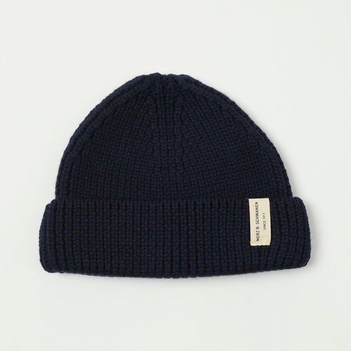 Merz b. Schwanen 'Good Basics' Loose Knit Wool Beanie - Dark Navy