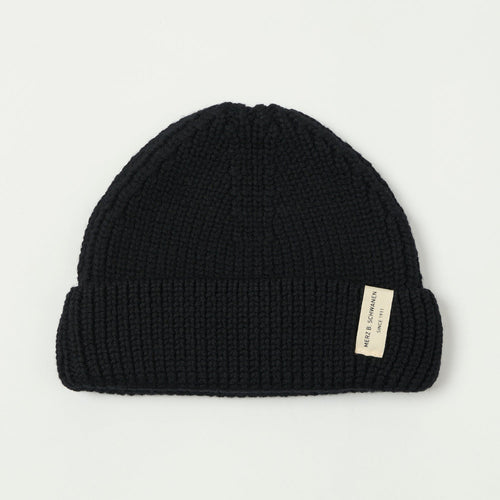 Merz b. Schwanen 'Good Basics' Loose Knit Wool Beanie - Deep Black