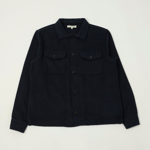 Merz b. Schwanen 'Good Basics' Organic Cotton Herringbone Shirt - Night Blue