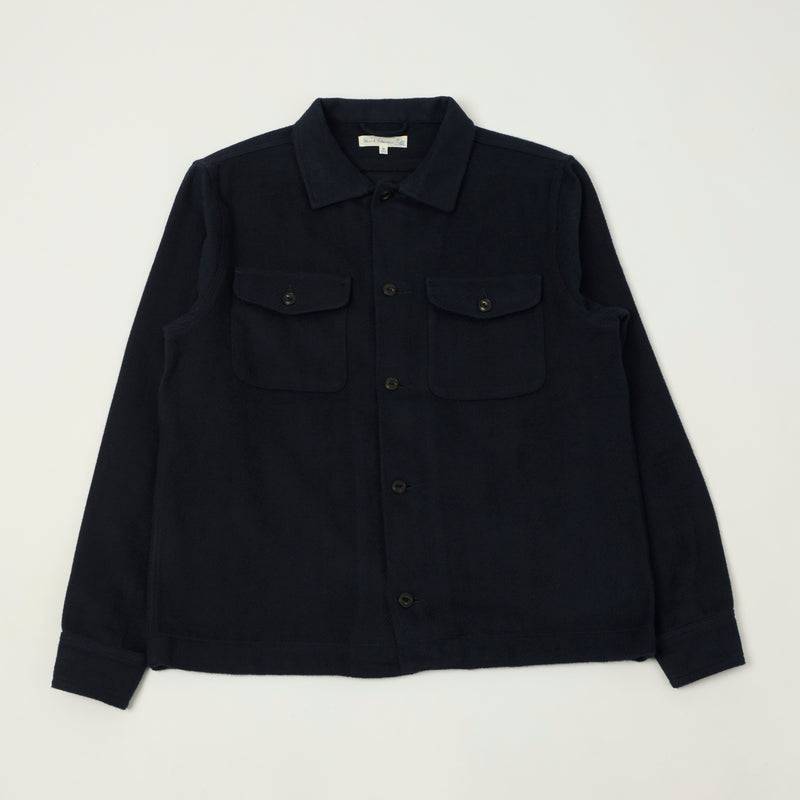 Merz b. Schwanen 'Good Basics' Organic Cotton Herringbone Shirt - Night Blue
