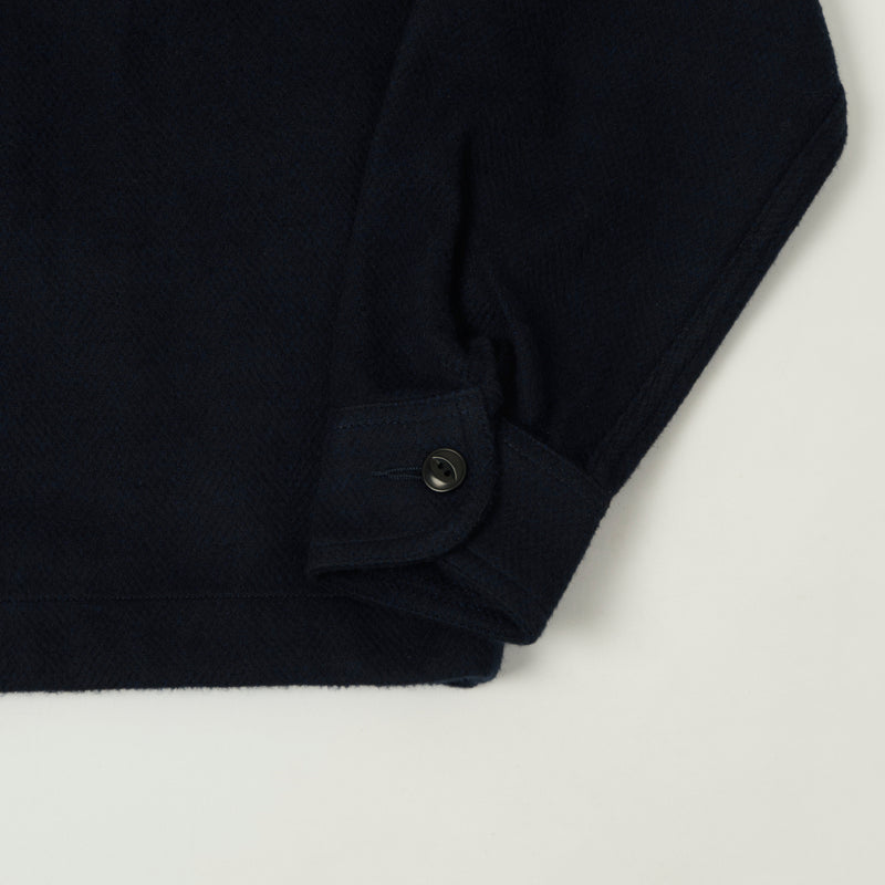 Merz b. Schwanen 'Good Basics' Organic Cotton Herringbone Shirt - Night Blue