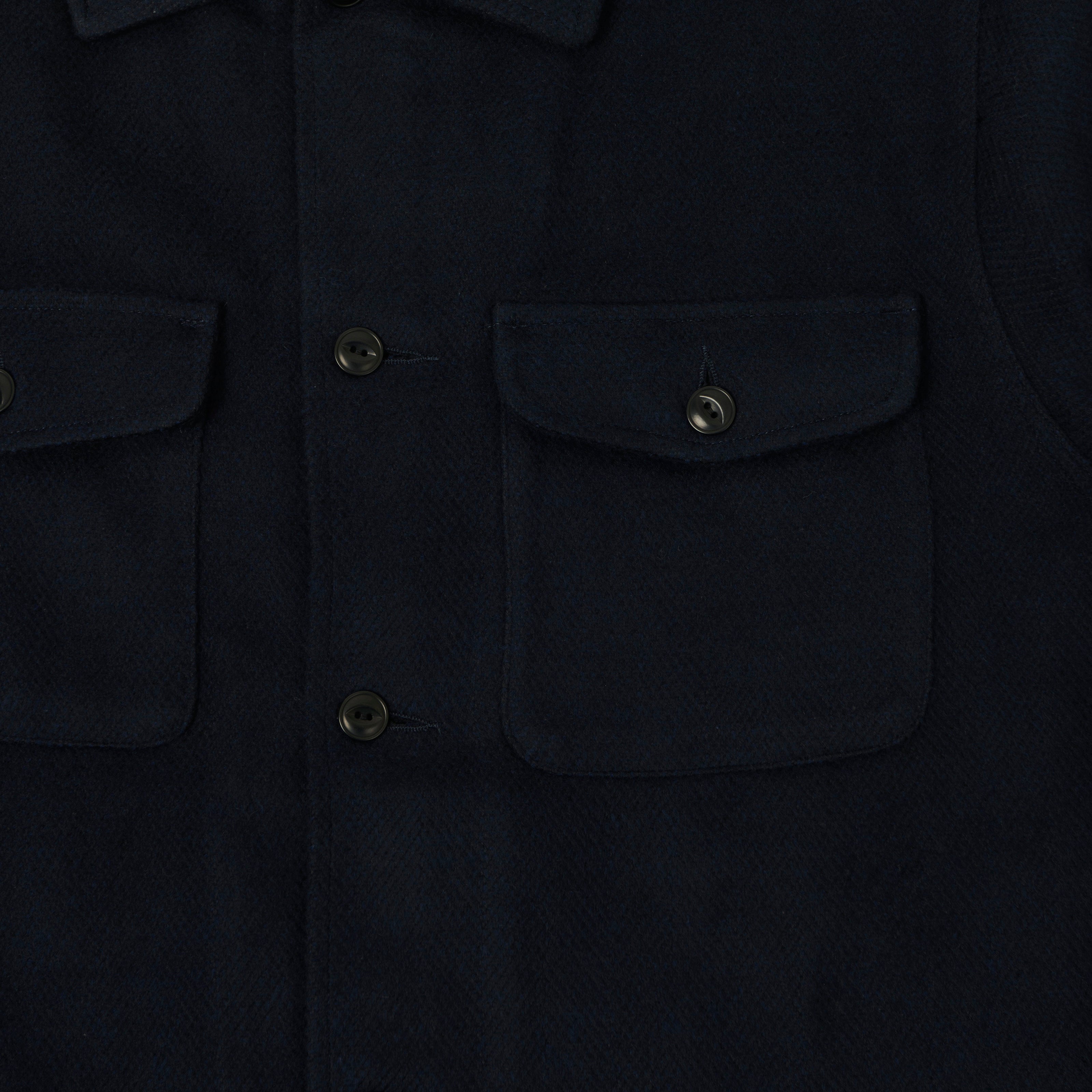 Merz b. Schwanen 'Good Basics' Organic Cotton Herringbone Shirt - Night Blue