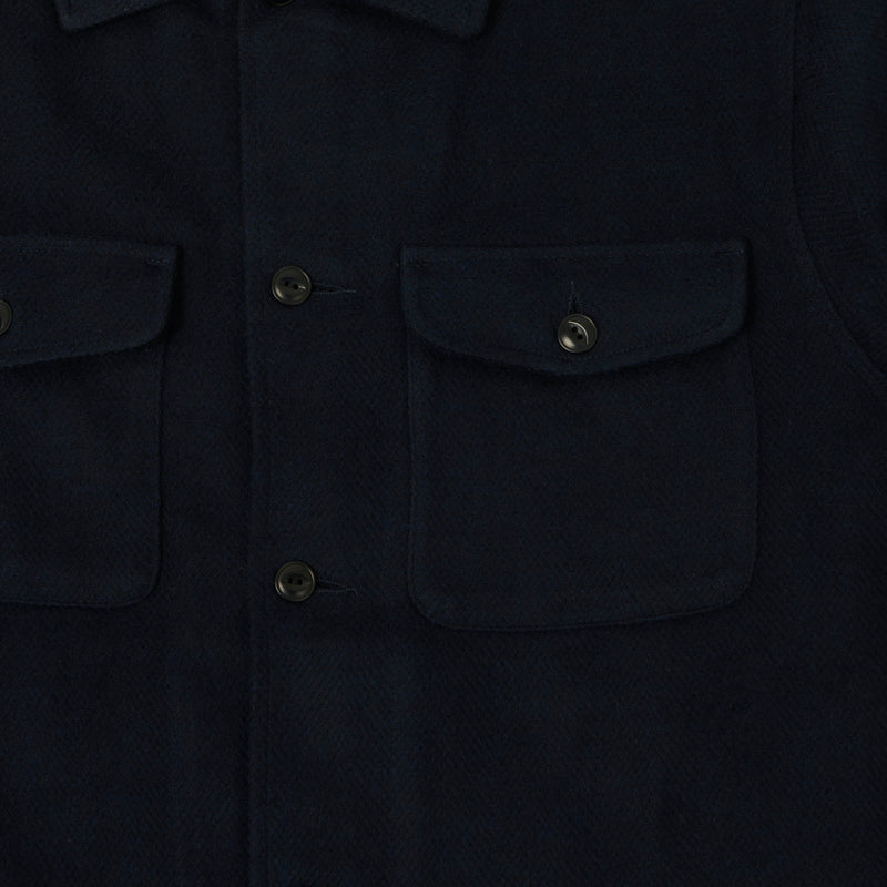 Merz b. Schwanen 'Good Basics' Organic Cotton Herringbone Shirt - Night Blue