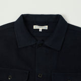 Merz b. Schwanen 'Good Basics' Organic Cotton Herringbone Shirt - Night Blue