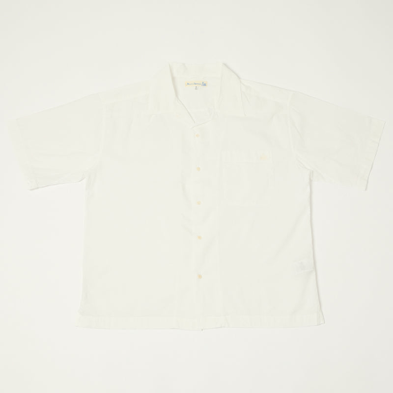 Merz b. Schwanen SHIRT09LP Organic Cotton Poplin Short Sleeve Shirt - White