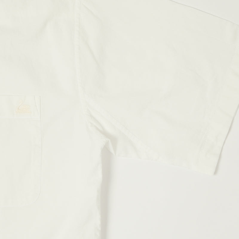 Merz b. Schwanen SHIRT09LP Organic Cotton Poplin Short Sleeve Shirt - White