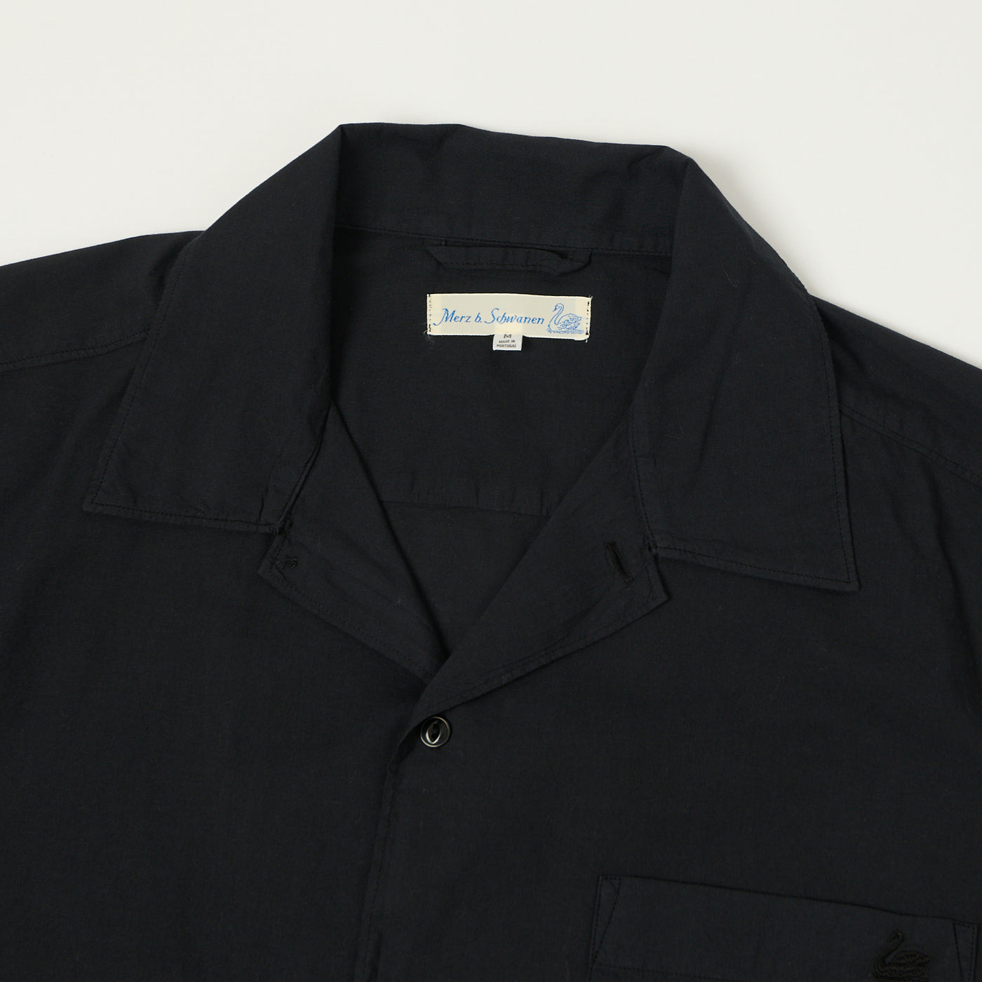 Merz b. Schwanen 'Good Basics' Poplin Short Sleeve Shirt - Deep Black