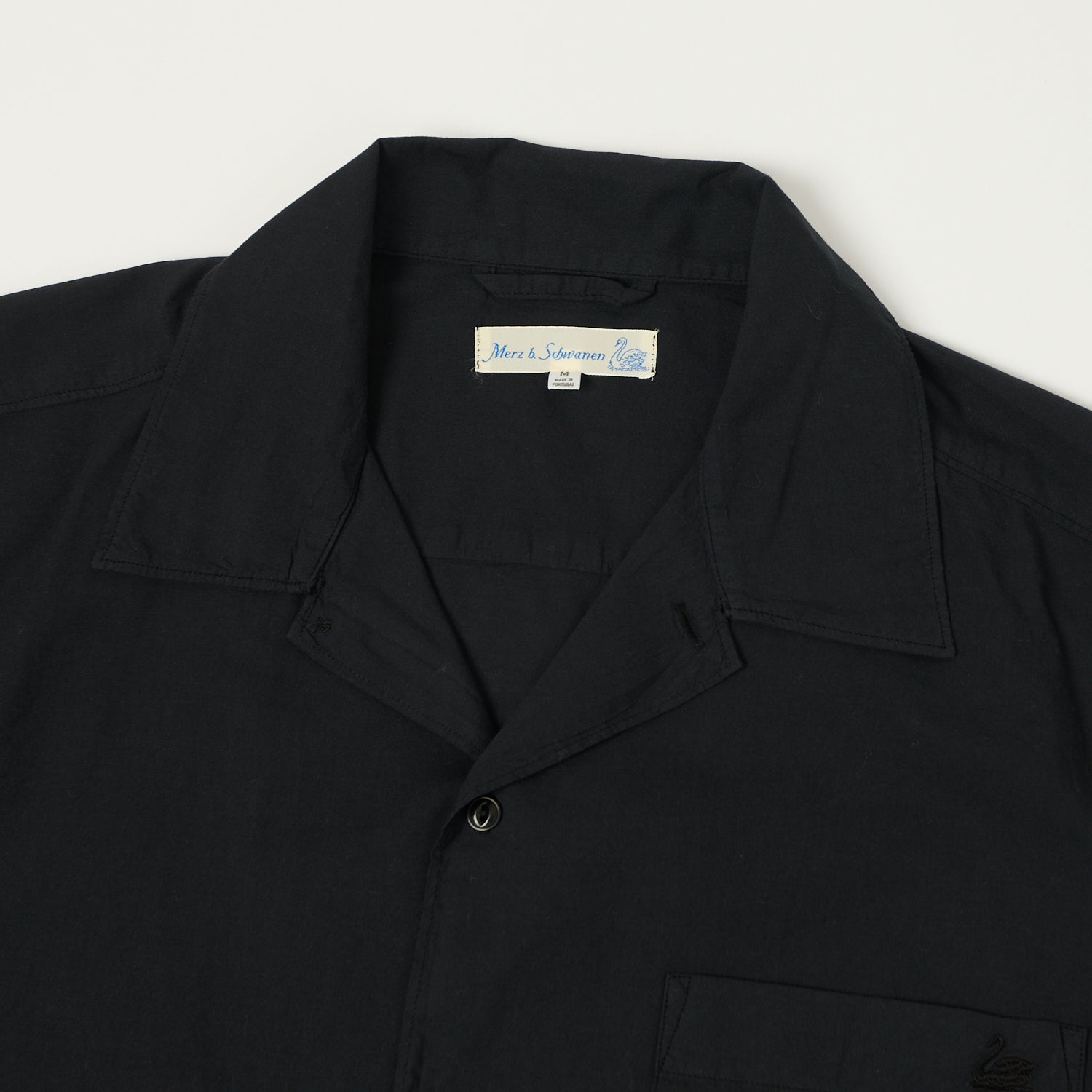 Merz b. Schwanen 'Good Basics' Poplin Short Sleeve Shirt - Deep Black