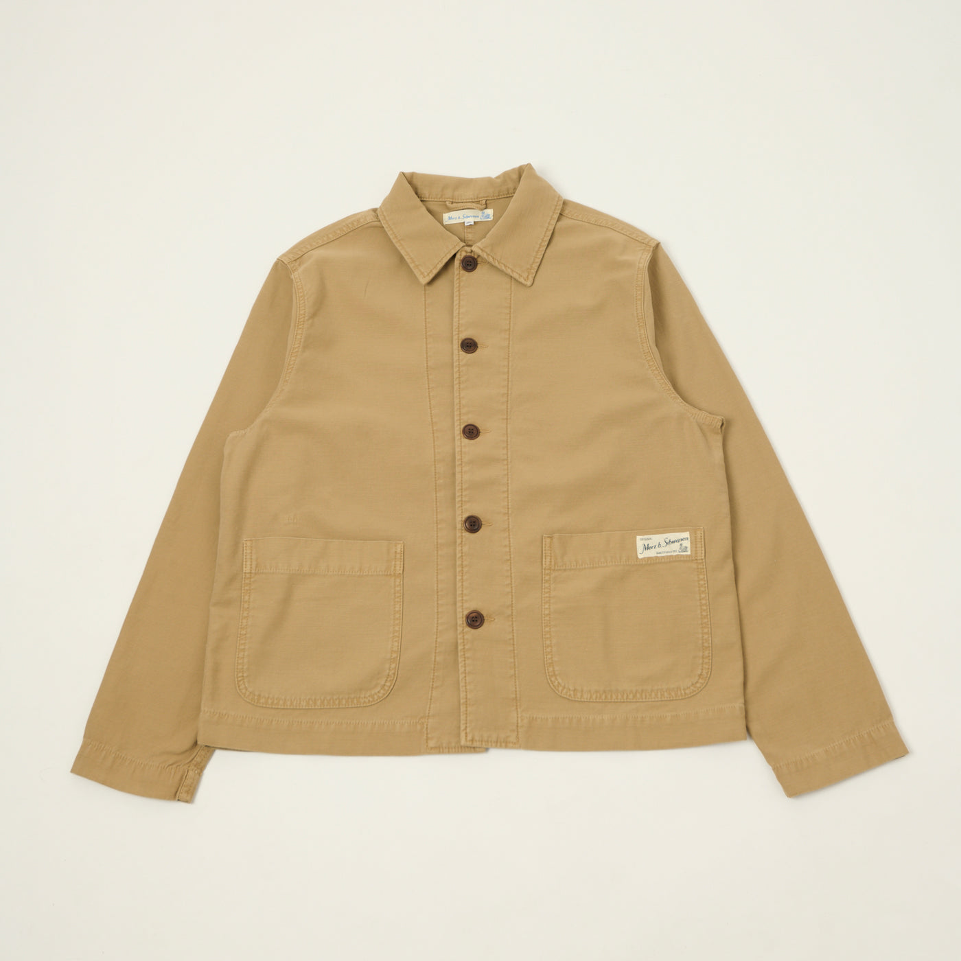 Merz b. Schwanen Reverse Sateen Cropped Worker's Jacket - Dusted Khaki
