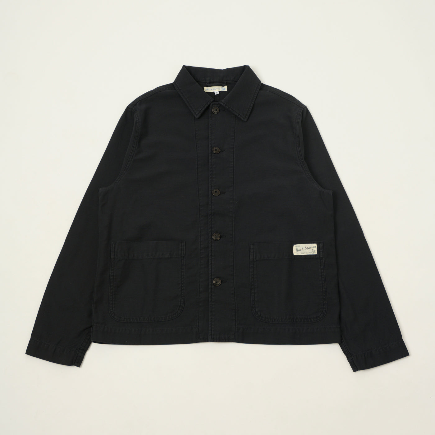 Merz b. Schwanen Reverse Sateen Cropped Worker's Jacket - Storm Black