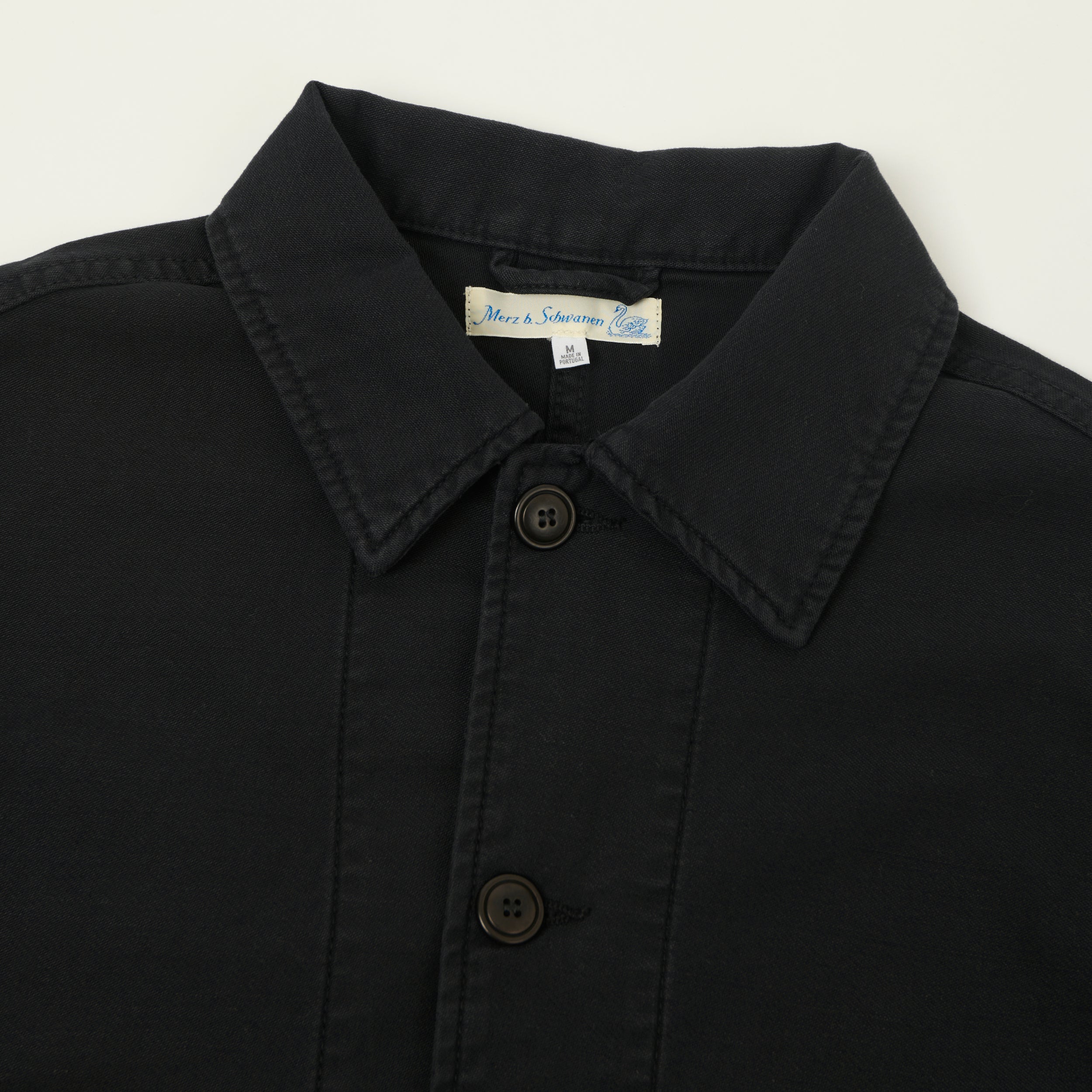 Merz b. Schwanen Reverse Sateen Cropped Worker's Jacket - Storm Black