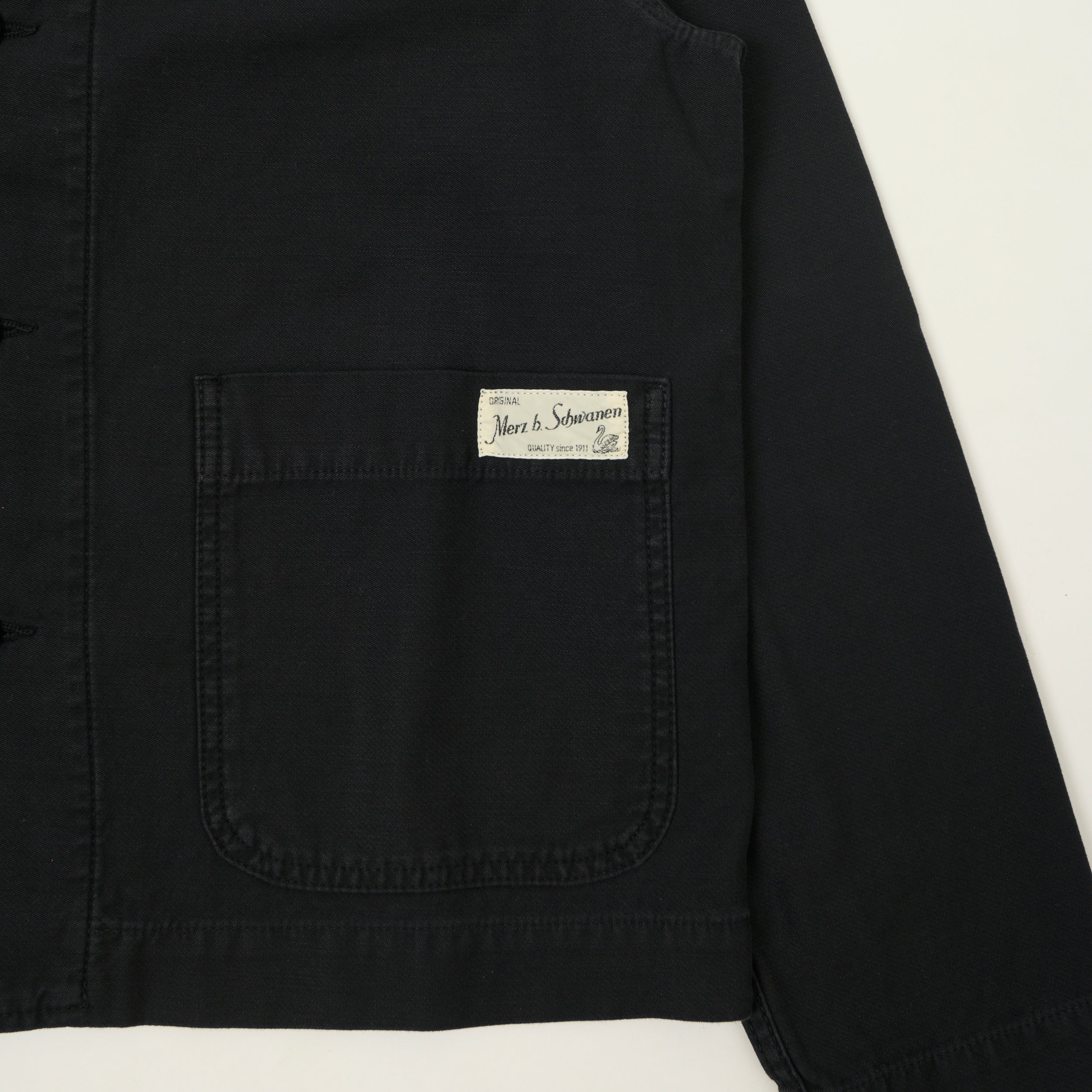 Merz b. Schwanen Reverse Sateen Cropped Worker's Jacket - Storm Black