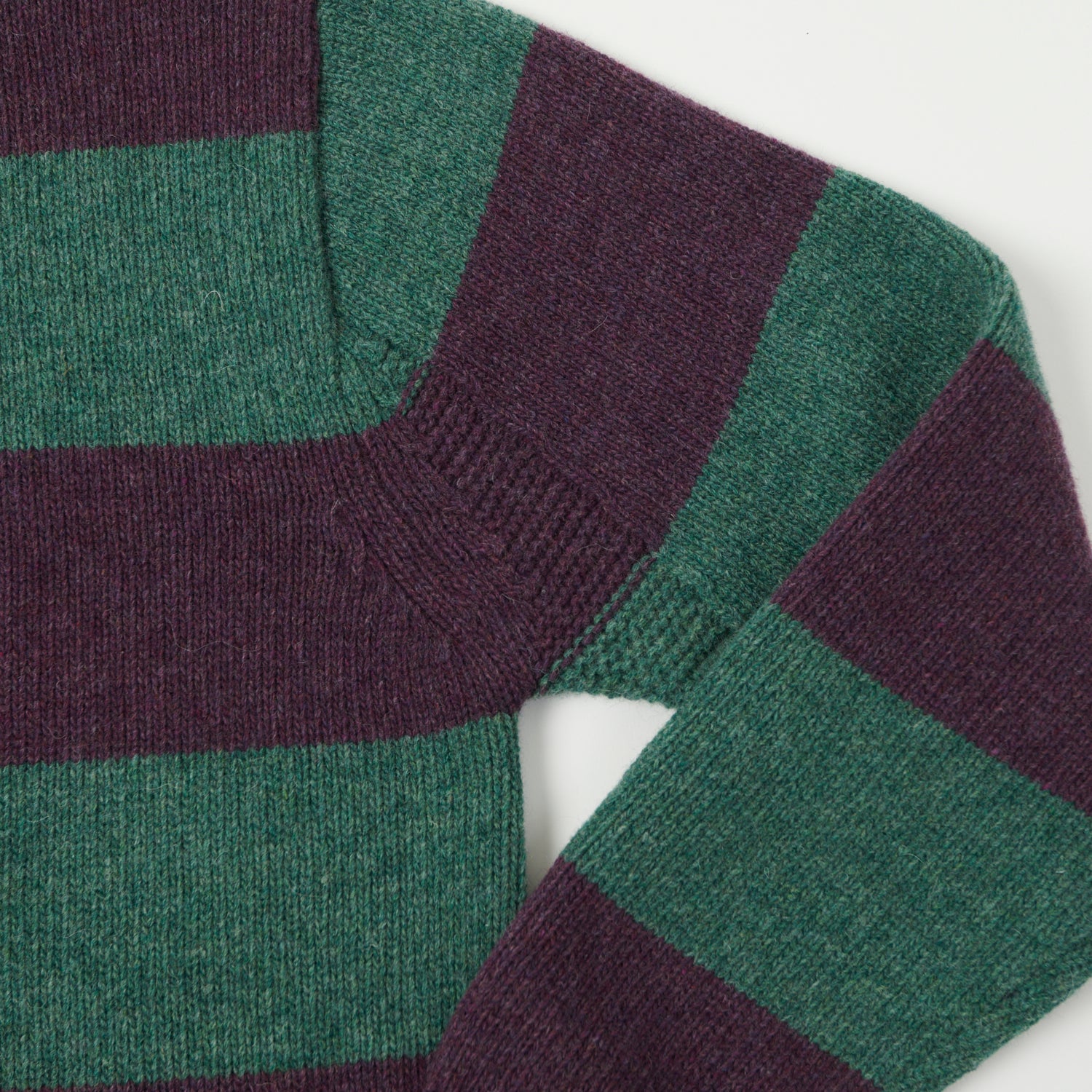 Merz b. Schwanen 'Good Basics' Wool Stripe Polo- Purple/Dark Teal