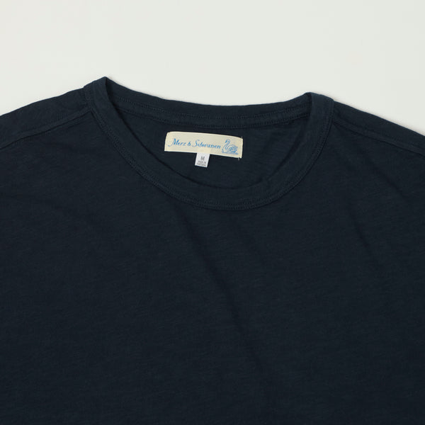 Merz b. Schwanen 'Good Basics' SCT04 Pima Slub Cotton T-Shirt - Deep Blue