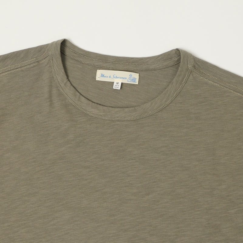 Merz b. Schwanen SCT04X Pima Slub Cotton Tee - Vintage Army