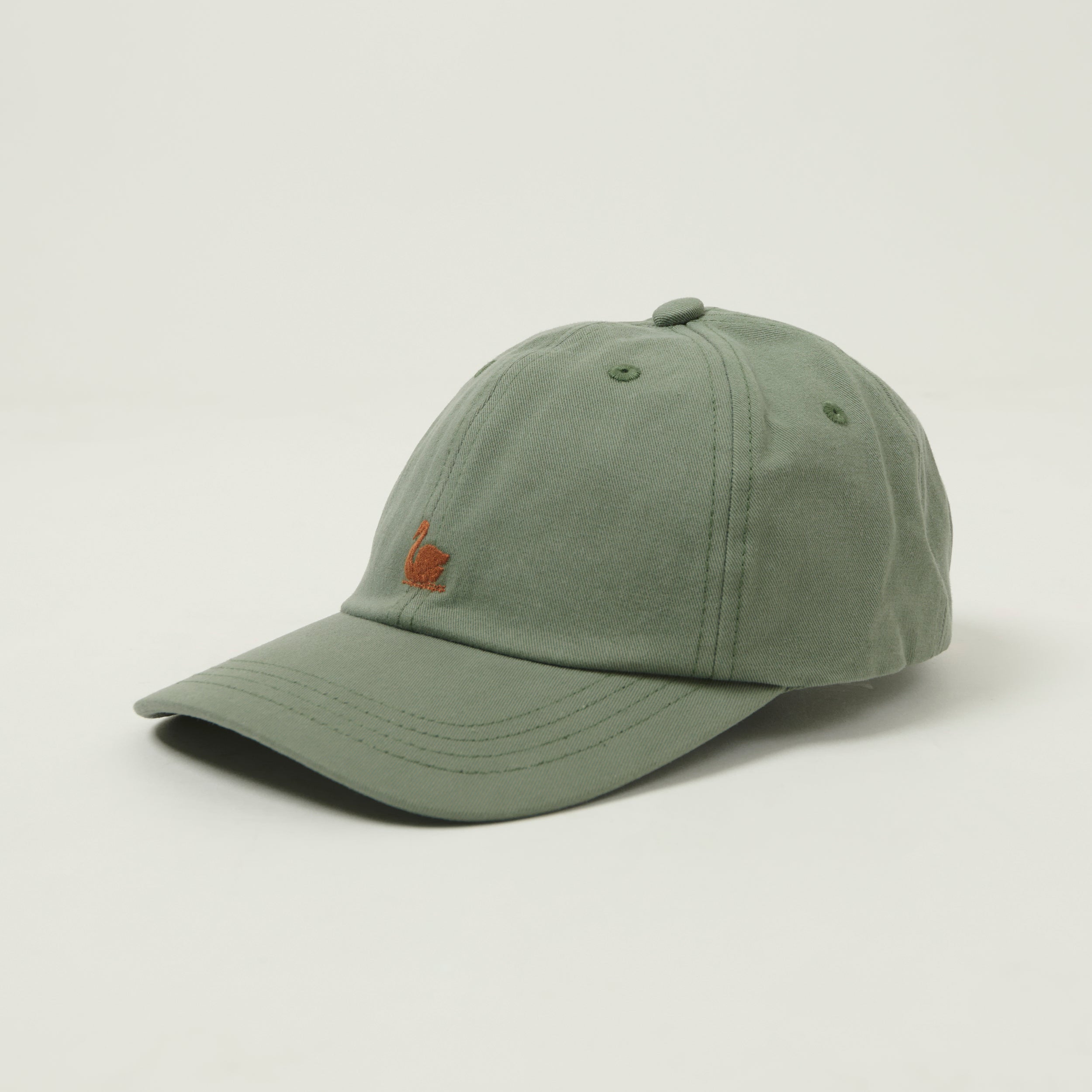 Merz b. Schwanen Swan Logo Cotton Twill Cap - Light Army/Nut