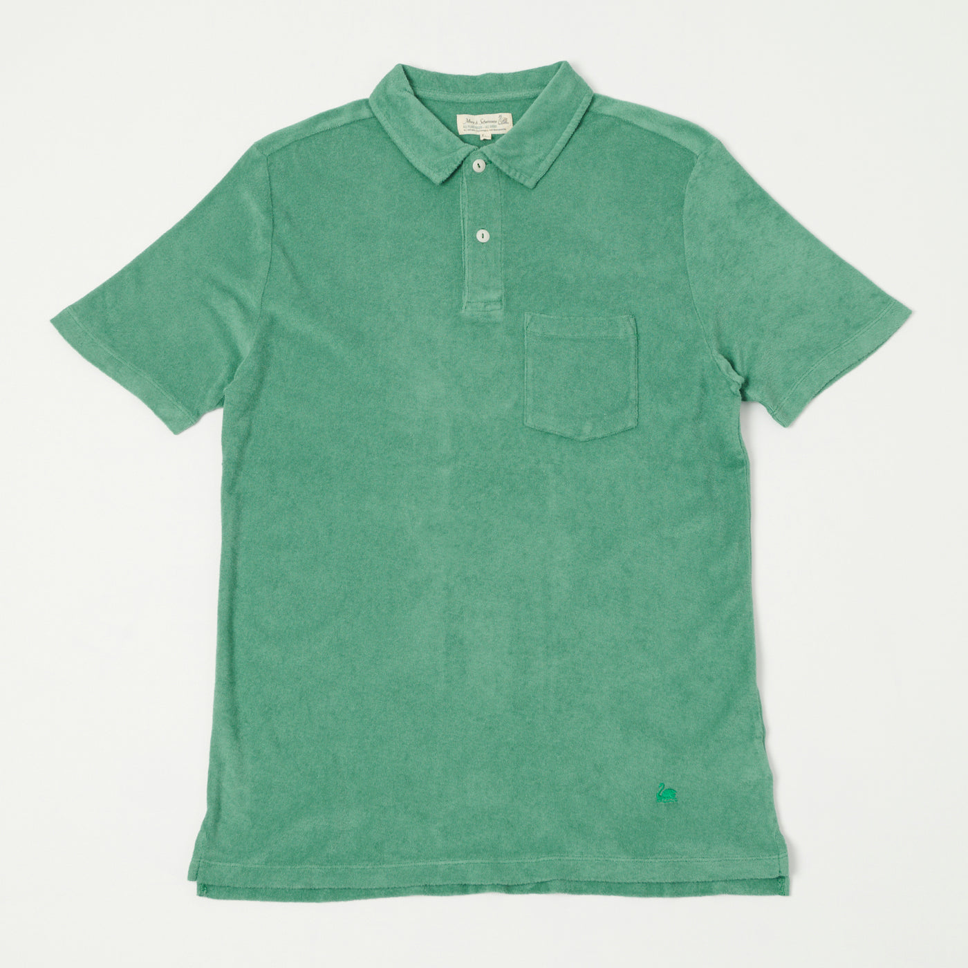 Merz b. Schwanen 'Good Basics' Plant Based Terry Polo Shirt - Grass
