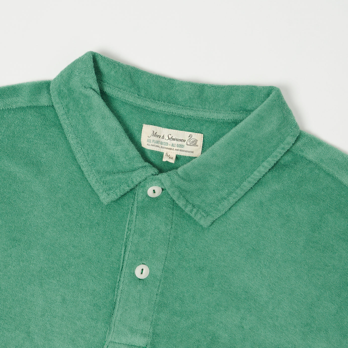 Merz b. Schwanen 'Good Basics' Plant Based Terry Polo Shirt - Grass